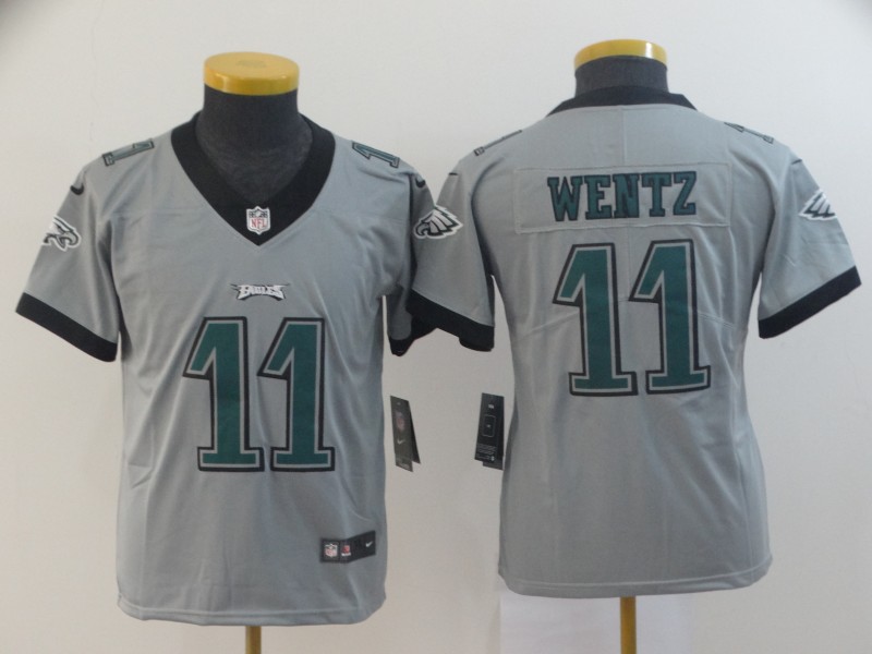 Youth Philadelphia Eagles #11 Wentz Grey Nike Vapor Untouchable Limited NFL Jerseys->youth nfl jersey->Youth Jersey